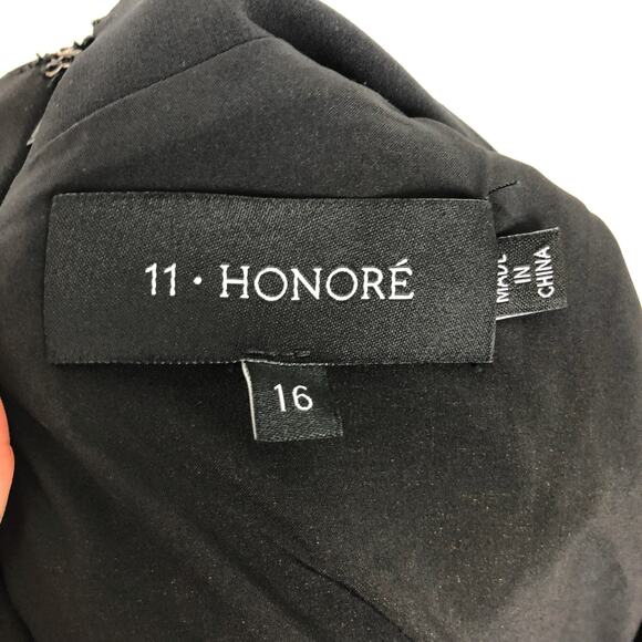 11 Honore Womens Adeline One Shoulder Midi Dress 16 Black Glam Elegant EUC - Picture 6 of 8